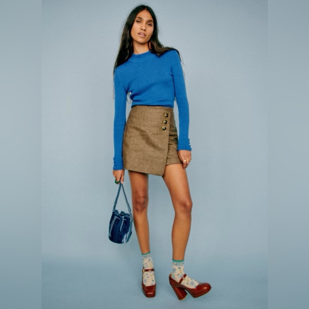 NWT Sezane Peter Skirt in Taupe, French Size 36 (US Size 4)